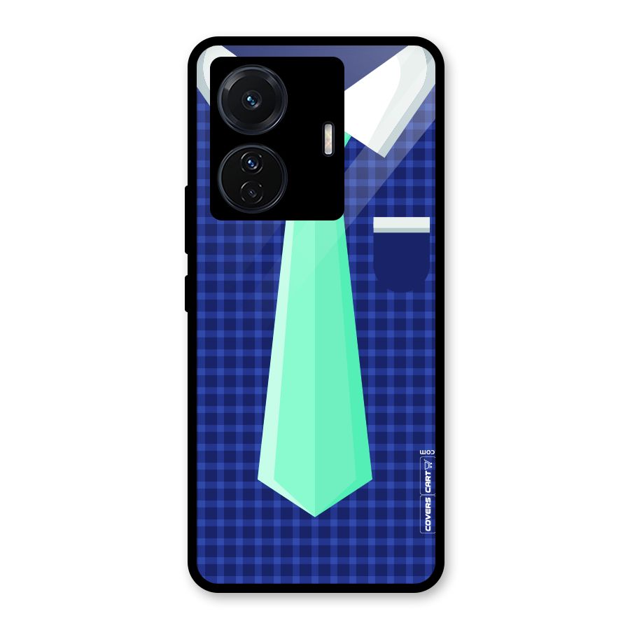 Checked Shirt Tie Glass Back Case for Vivo T1 Pro