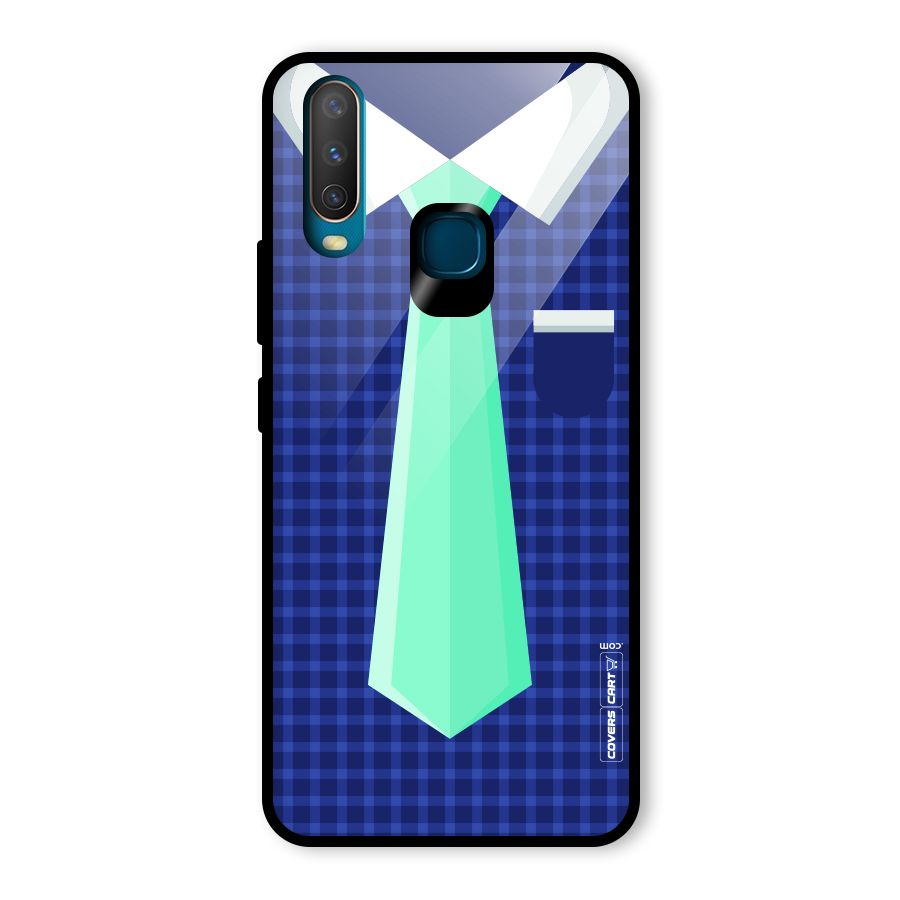 Checked Shirt Tie Glass Back Case for Vivo U10