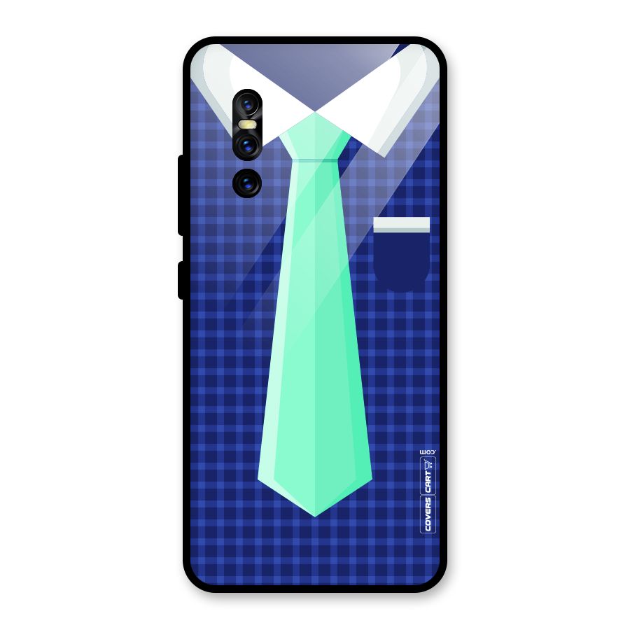 Checked Shirt Tie Glass Back Case for Vivo V15 Pro