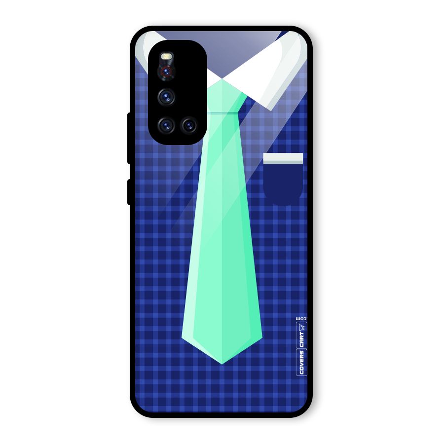 Checked Shirt Tie Glass Back Case for Vivo V19