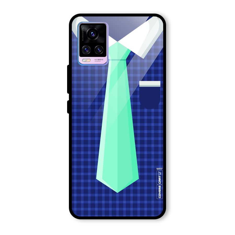 Checked Shirt Tie Glass Back Case for Vivo V20 Pro