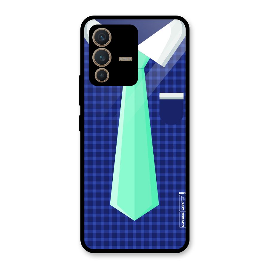 Checked Shirt Tie Glass Back Case for Vivo V23 5G