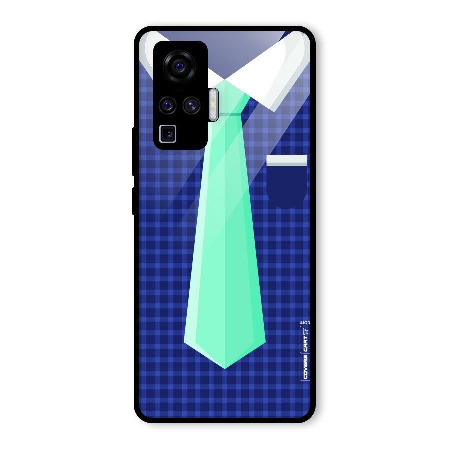 Checked Shirt Tie Glass Back Case for Vivo X50 Pro