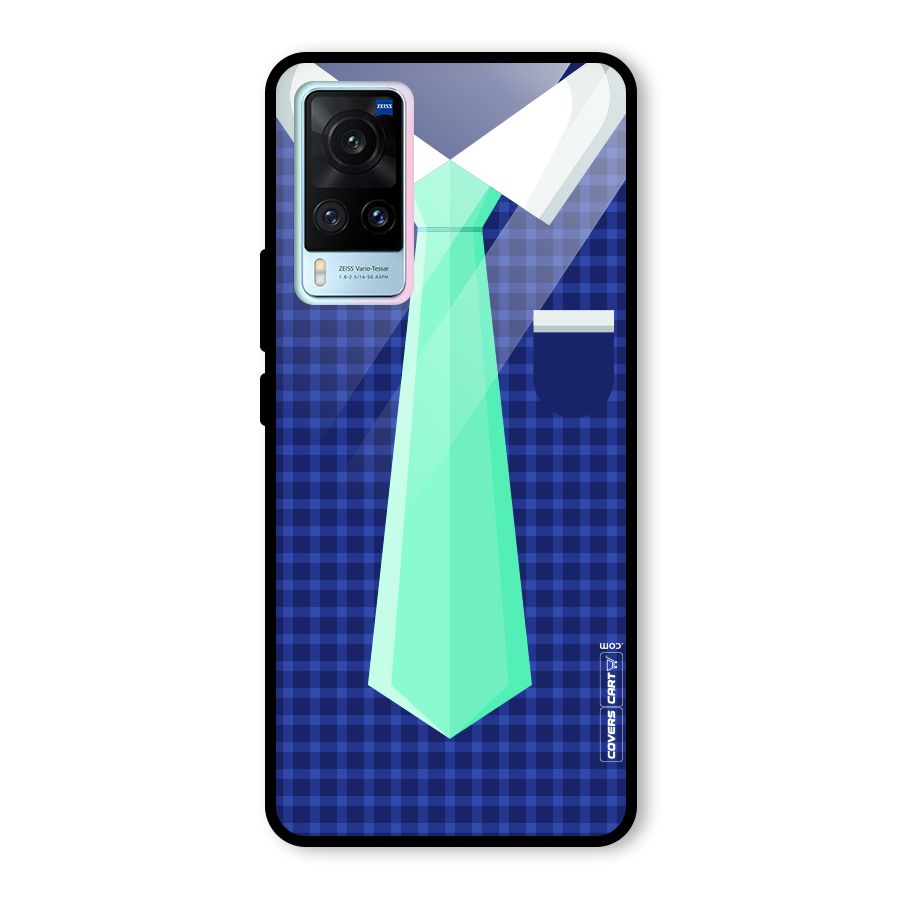 Checked Shirt Tie Glass Back Case for Vivo X60