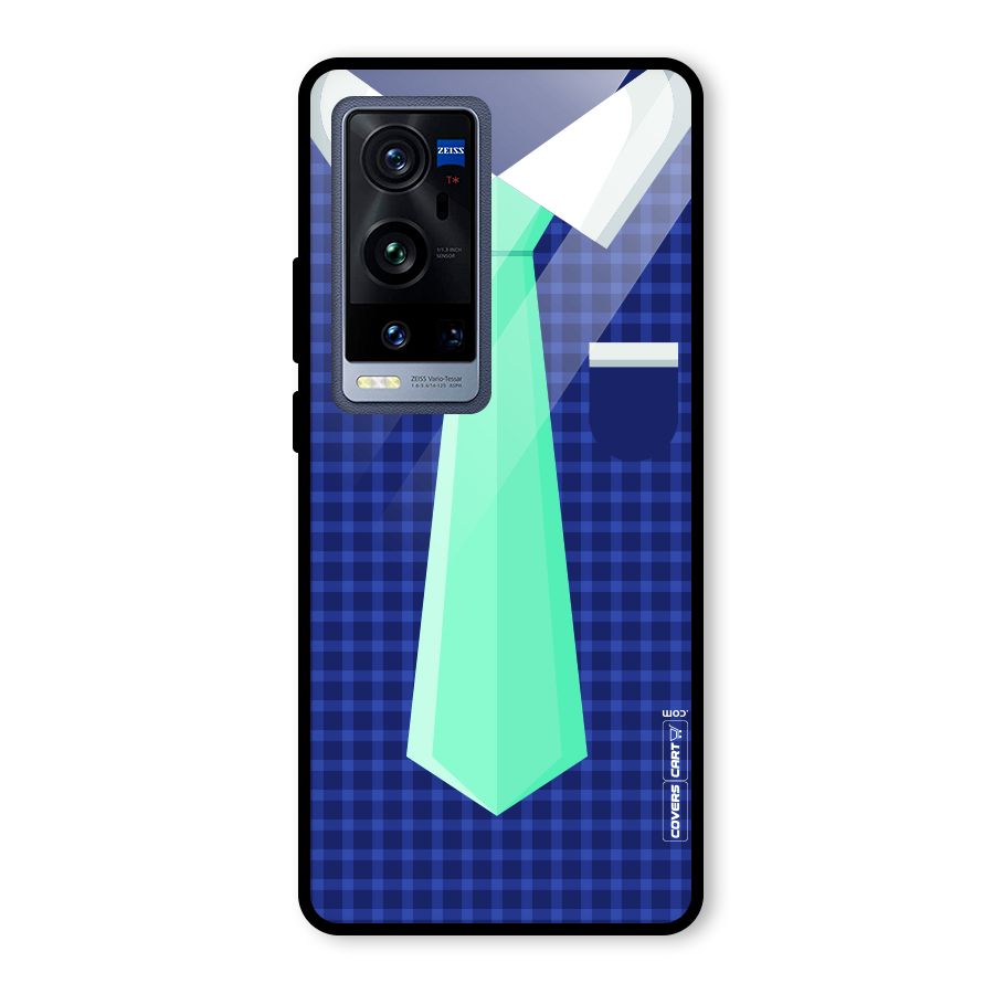 Checked Shirt Tie Glass Back Case for Vivo X60 Pro Plus