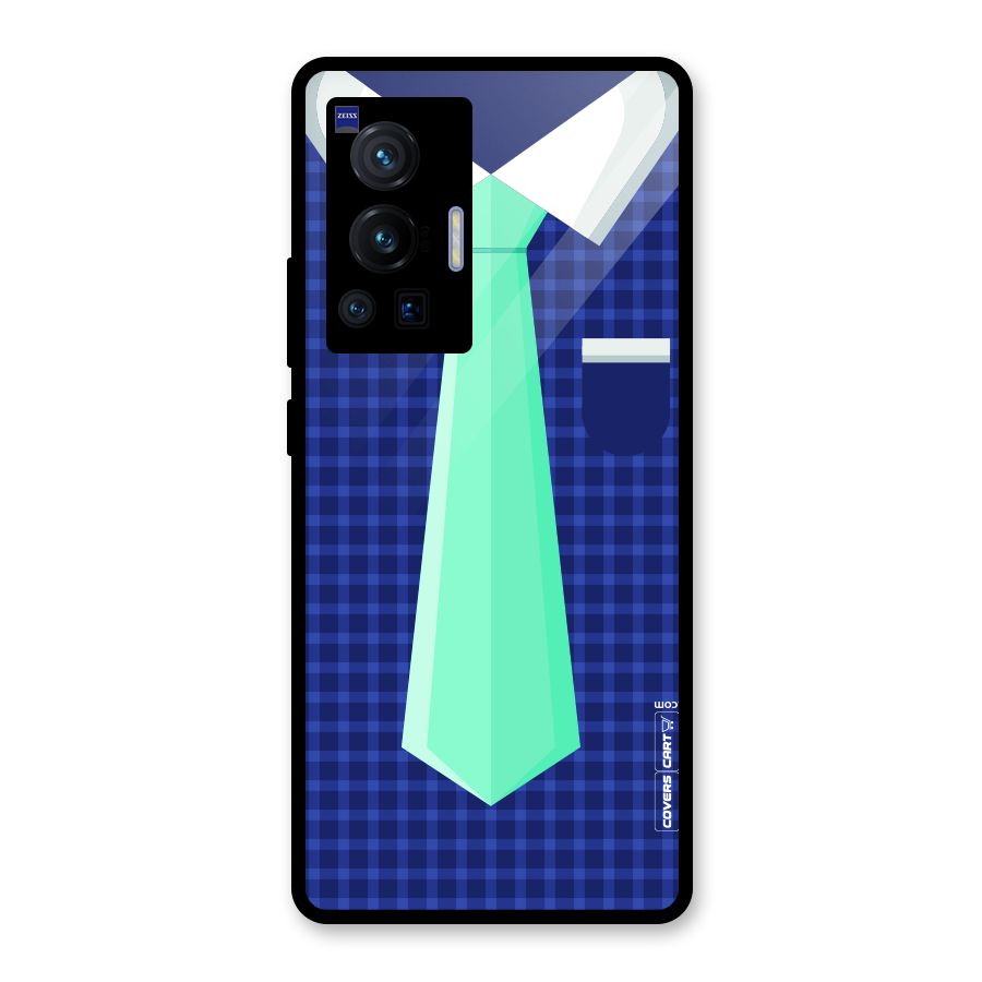 Checked Shirt Tie Glass Back Case for Vivo X70 Pro