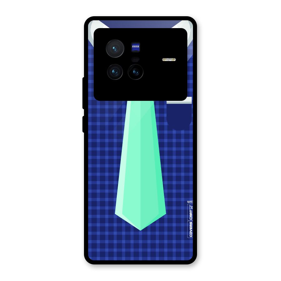 Checked Shirt Tie Glass Back Case for Vivo X80