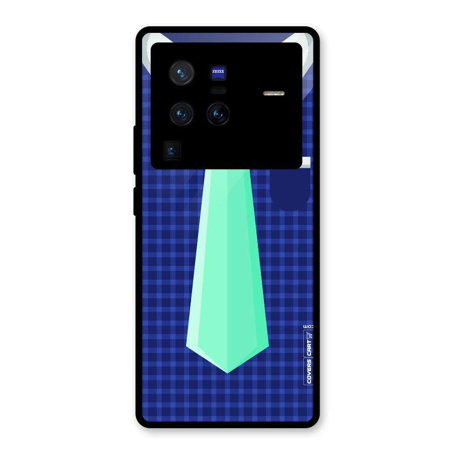 Checked Shirt Tie Glass Back Case for Vivo X80 Pro