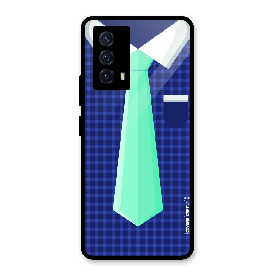 Checked Shirt Tie Glass Back Case for Vivo iQOO Z5