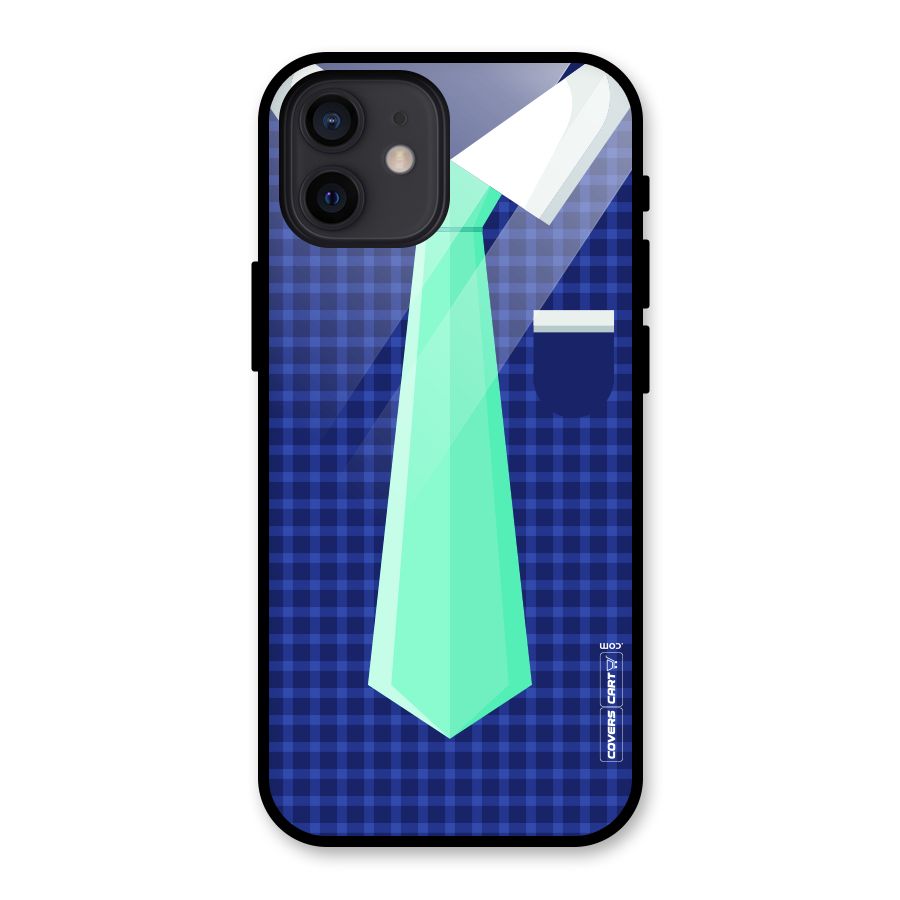 Checked Shirt Tie Glass Back Case for iPhone 12