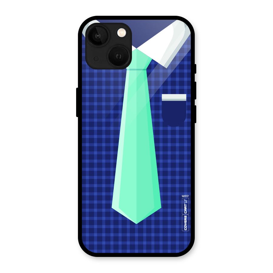 Checked Shirt Tie Glass Back Case for iPhone 13