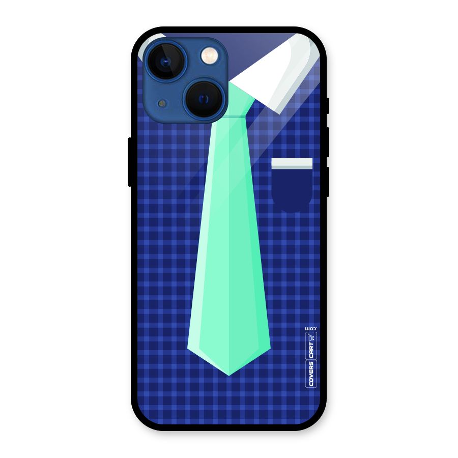 Checked Shirt Tie Glass Back Case for iPhone 13 Mini