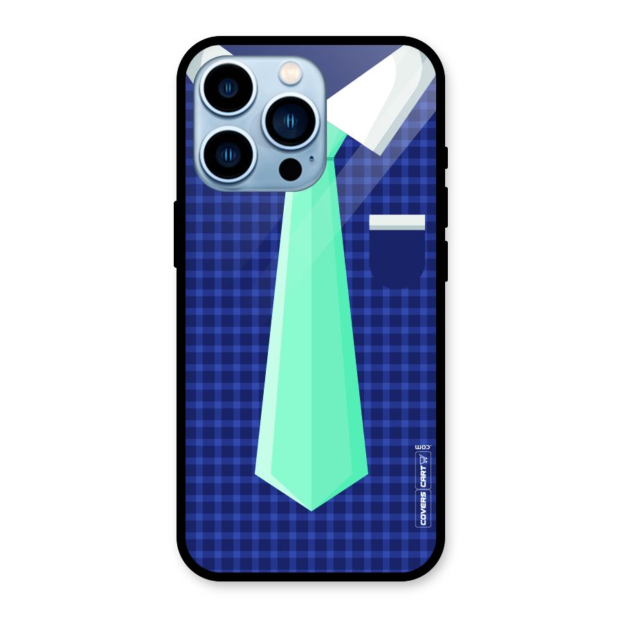 Checked Shirt Tie Glass Back Case for iPhone 13 Pro