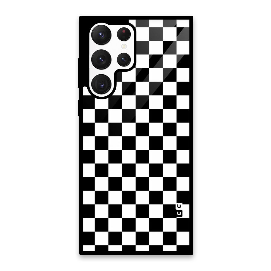 Checkerboard Glass Back Case for Galaxy S22 Ultra 5G