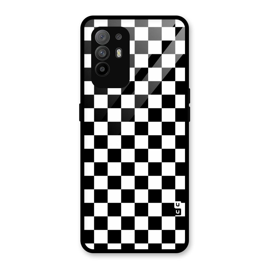 Checkerboard Glass Back Case for Oppo F19 Pro Plus 5G