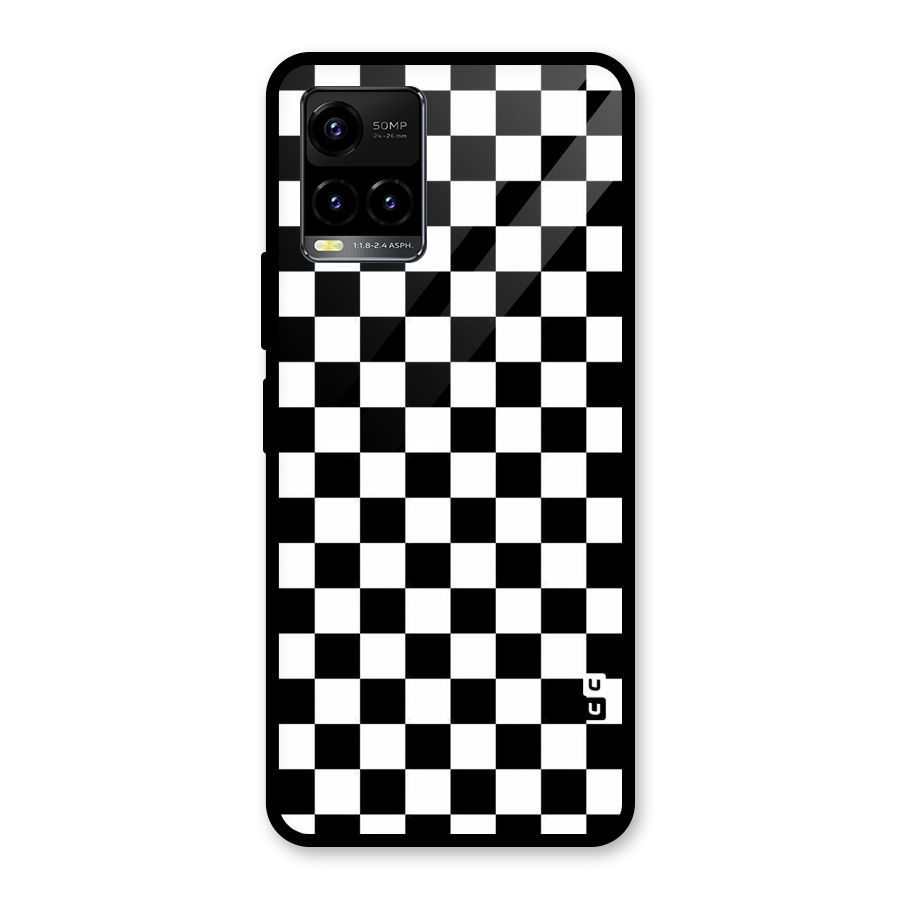 Checkerboard Glass Back Case for Vivo Y21A