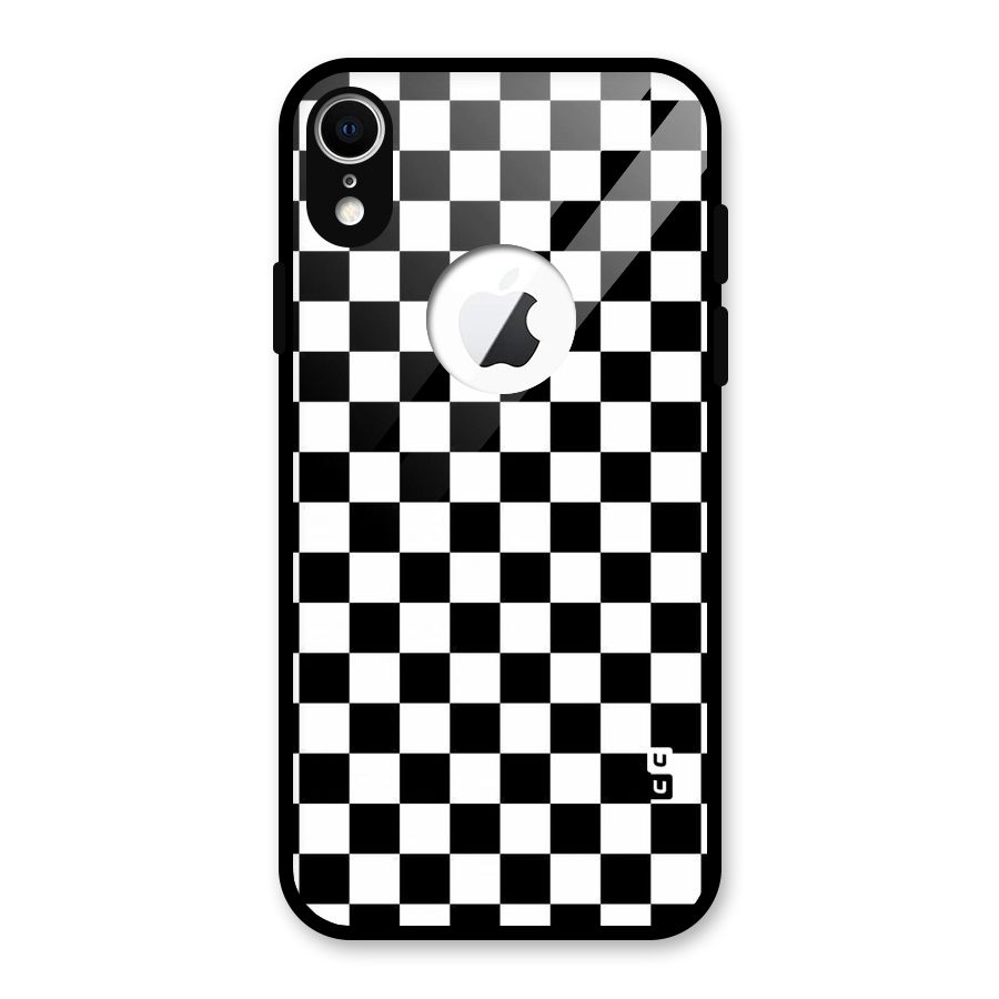 Checkerboard Glass Back Case for iPhone XR Logo Cut
