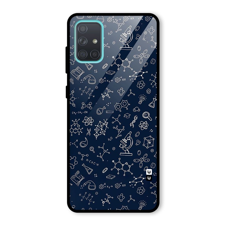 Chemistry Doodle Art Glass Back Case for Galaxy A71