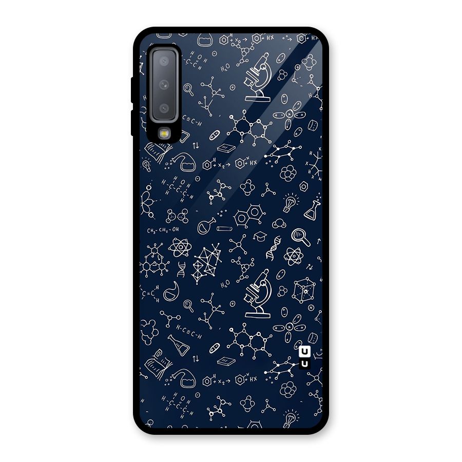 Chemistry Doodle Art Glass Back Case for Galaxy A7 (2018)
