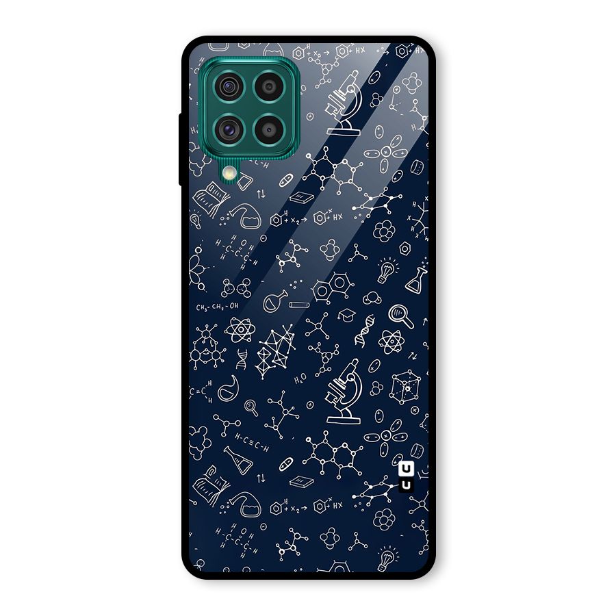 Chemistry Doodle Art Glass Back Case for Galaxy F62