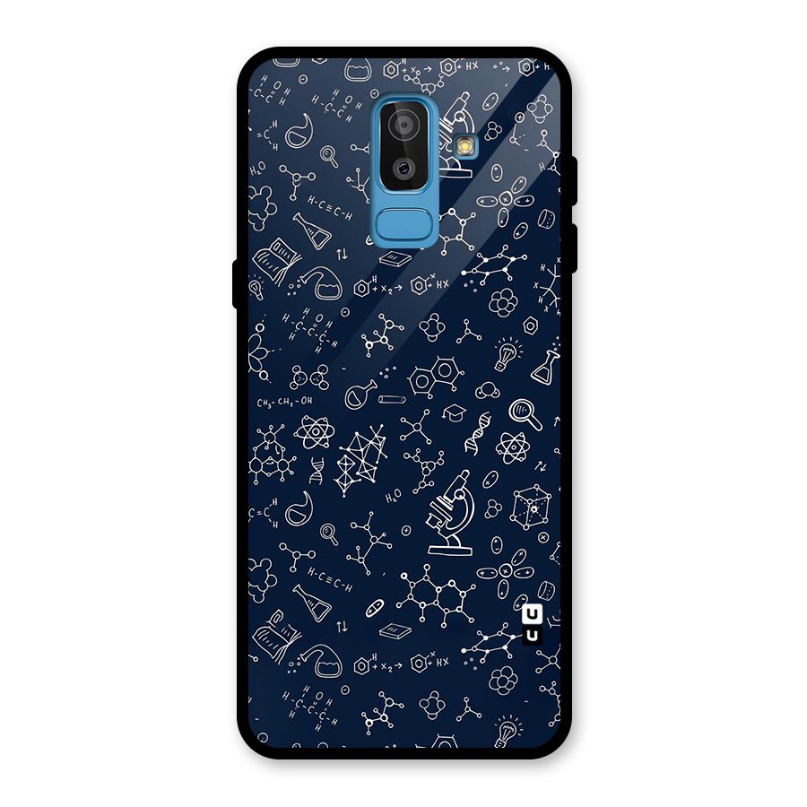 Chemistry Doodle Art Glass Back Case for Galaxy J8