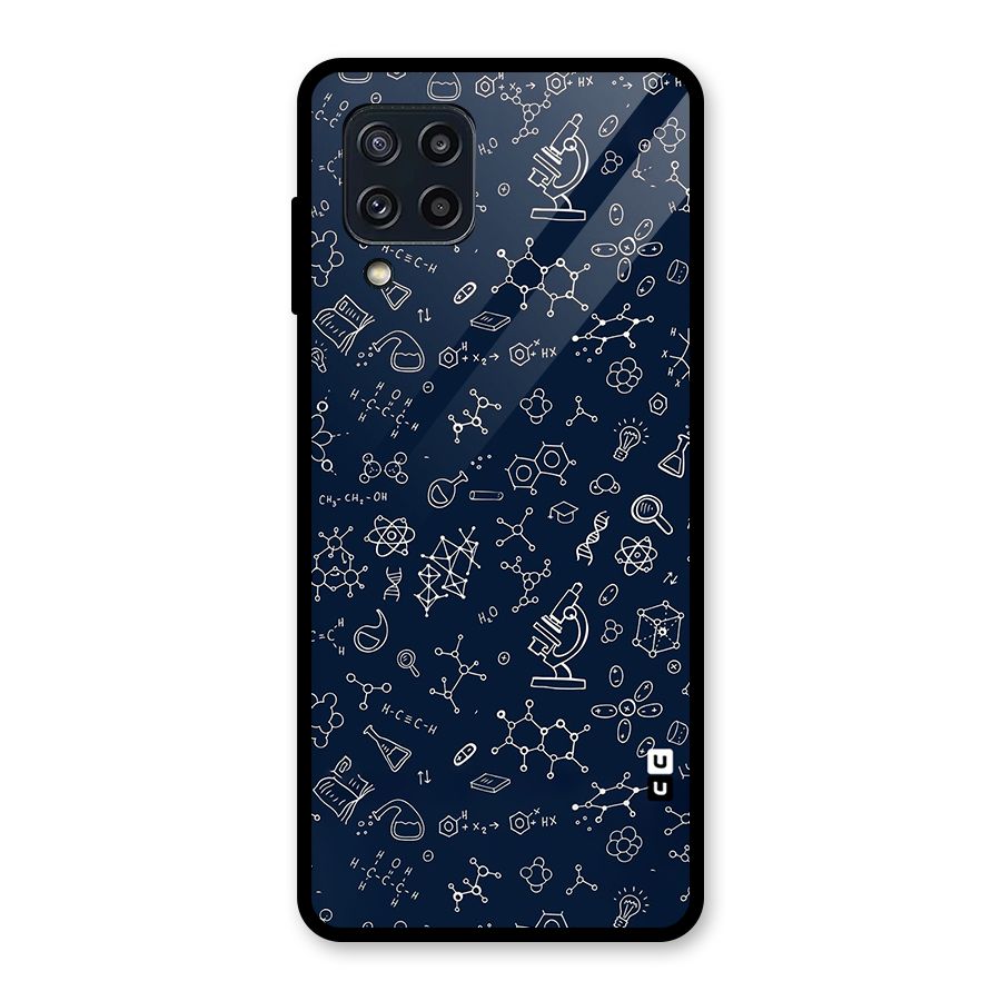 Chemistry Doodle Art Glass Back Case for Galaxy M32