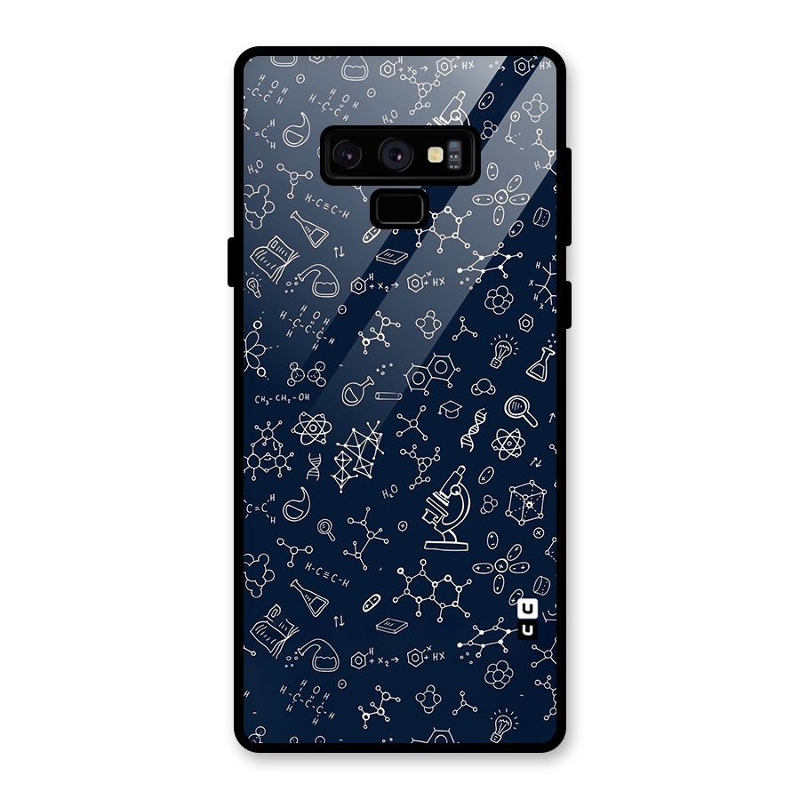 Chemistry Doodle Art Glass Back Case for Galaxy Note 9
