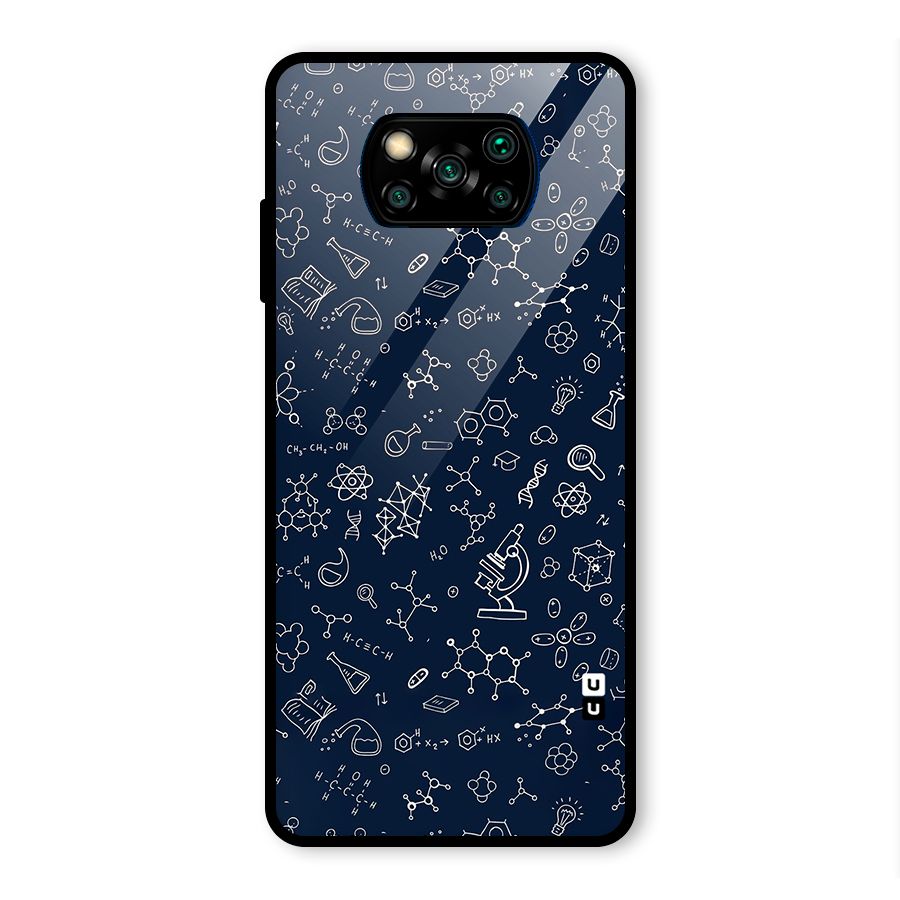 Chemistry Doodle Art Glass Back Case for Poco X3 Pro