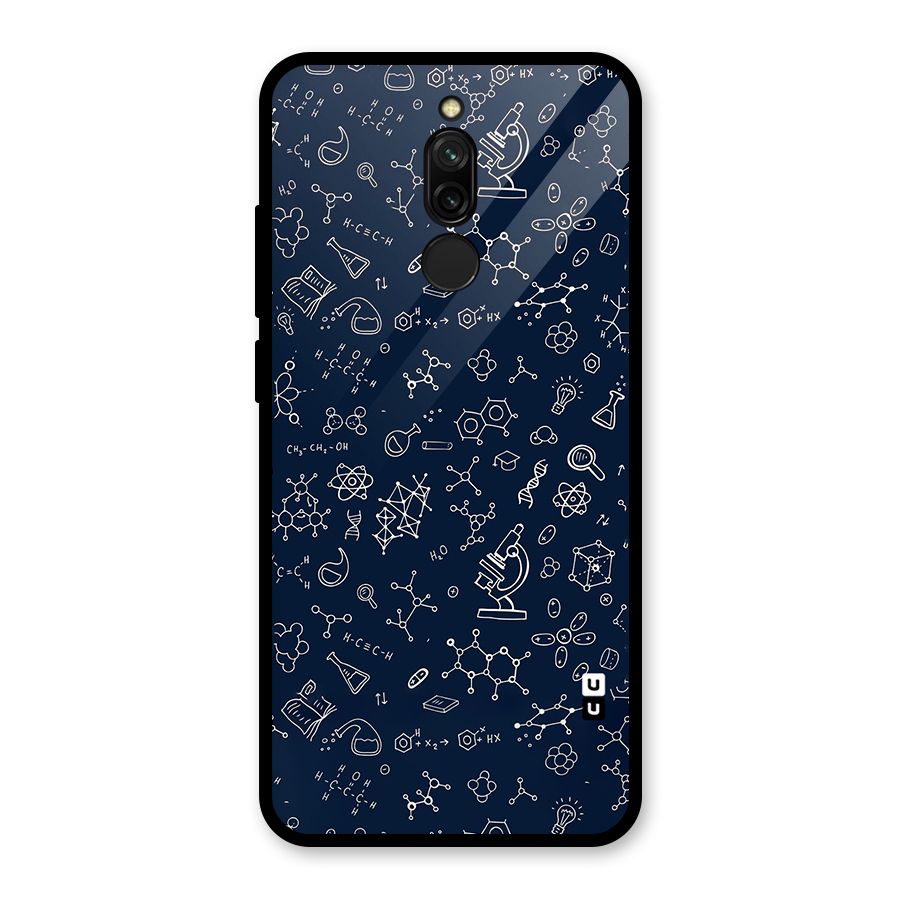 Chemistry Doodle Art Glass Back Case for Redmi 8