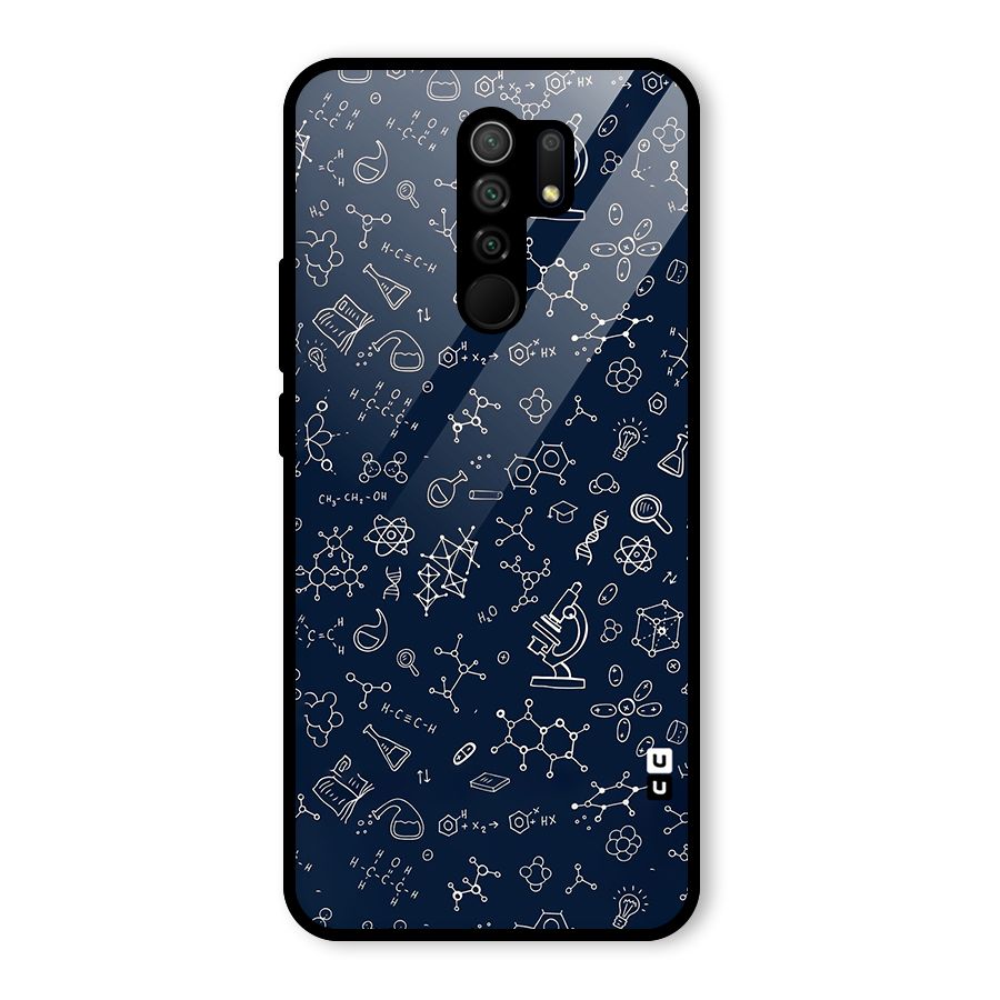 Chemistry Doodle Art Glass Back Case for Redmi 9 Prime