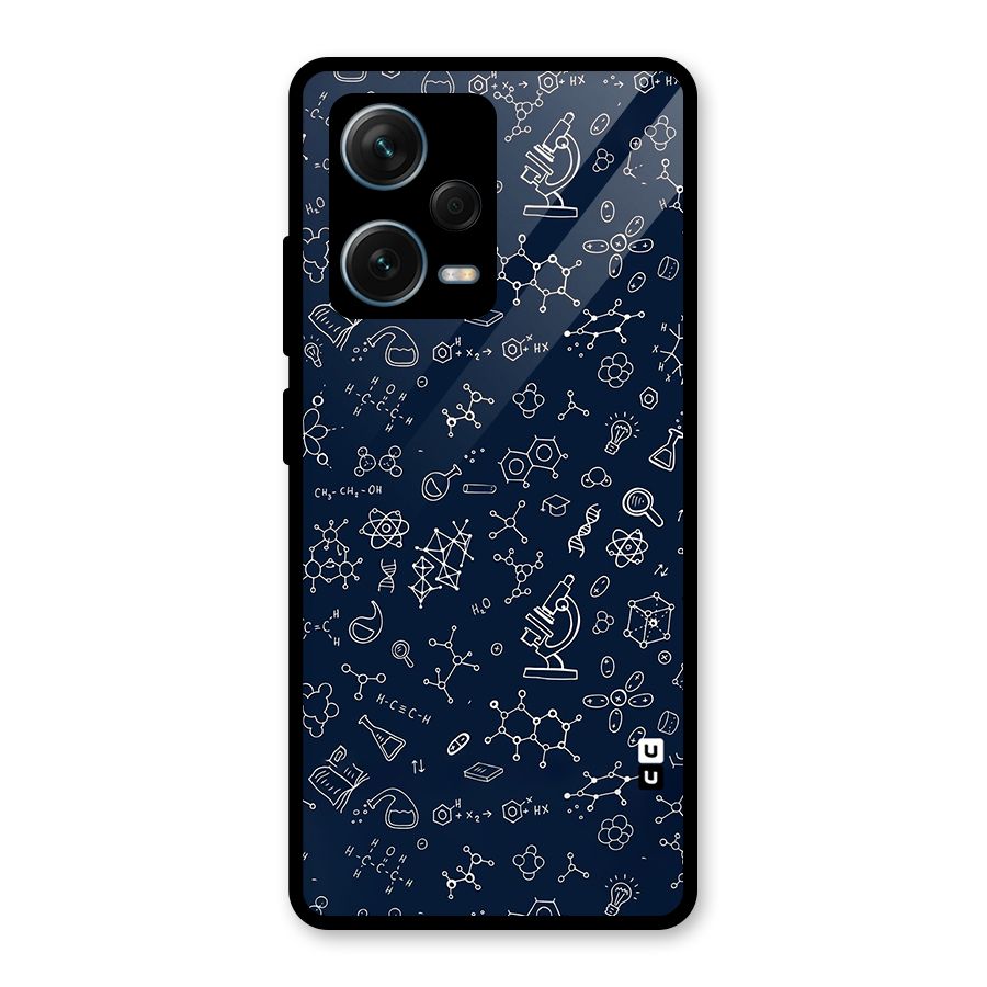 Chemistry Doodle Art Glass Back Case for Redmi Note 12 Pro Plus 5G