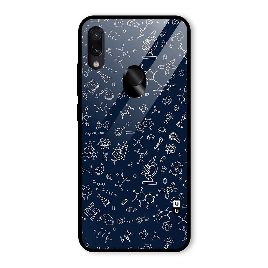 Chemistry Doodle Art Glass Back Case for Redmi Note 7
