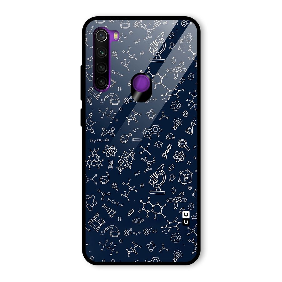Chemistry Doodle Art Glass Back Case for Redmi Note 8
