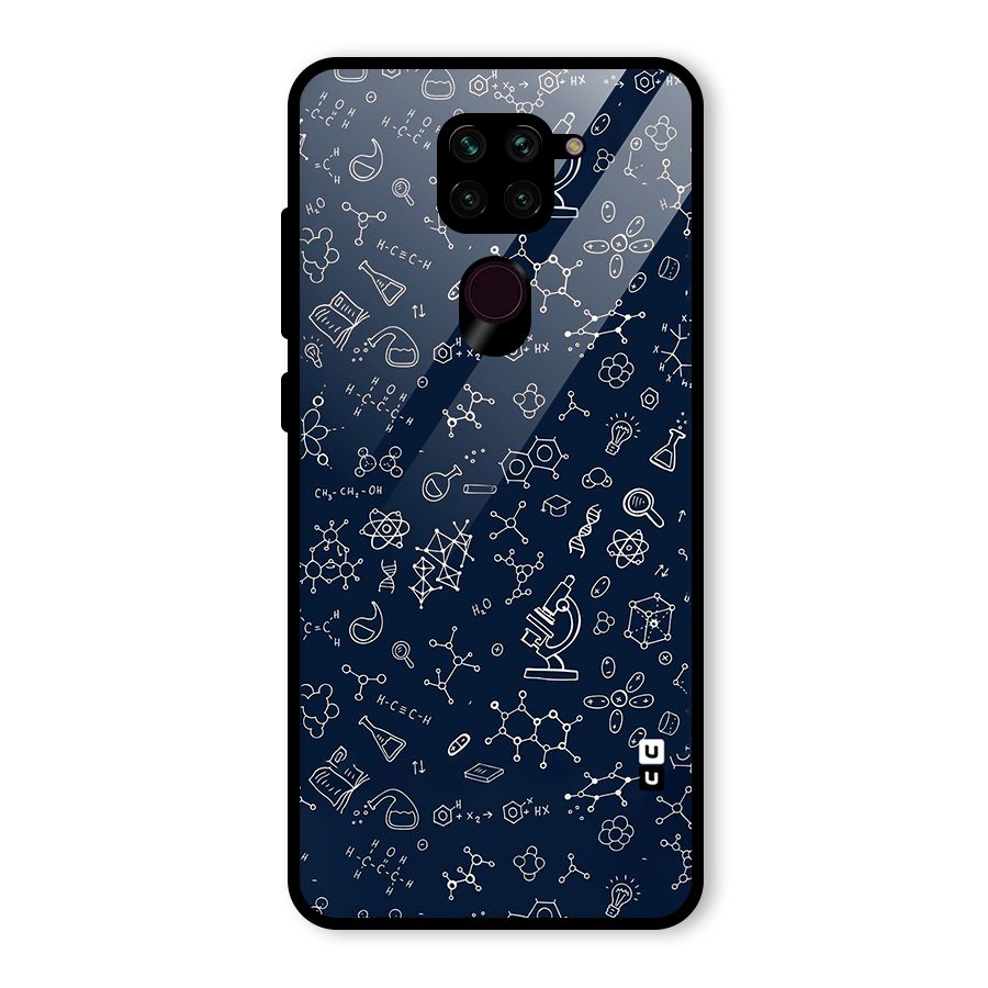 Chemistry Doodle Art Glass Back Case for Redmi Note 9