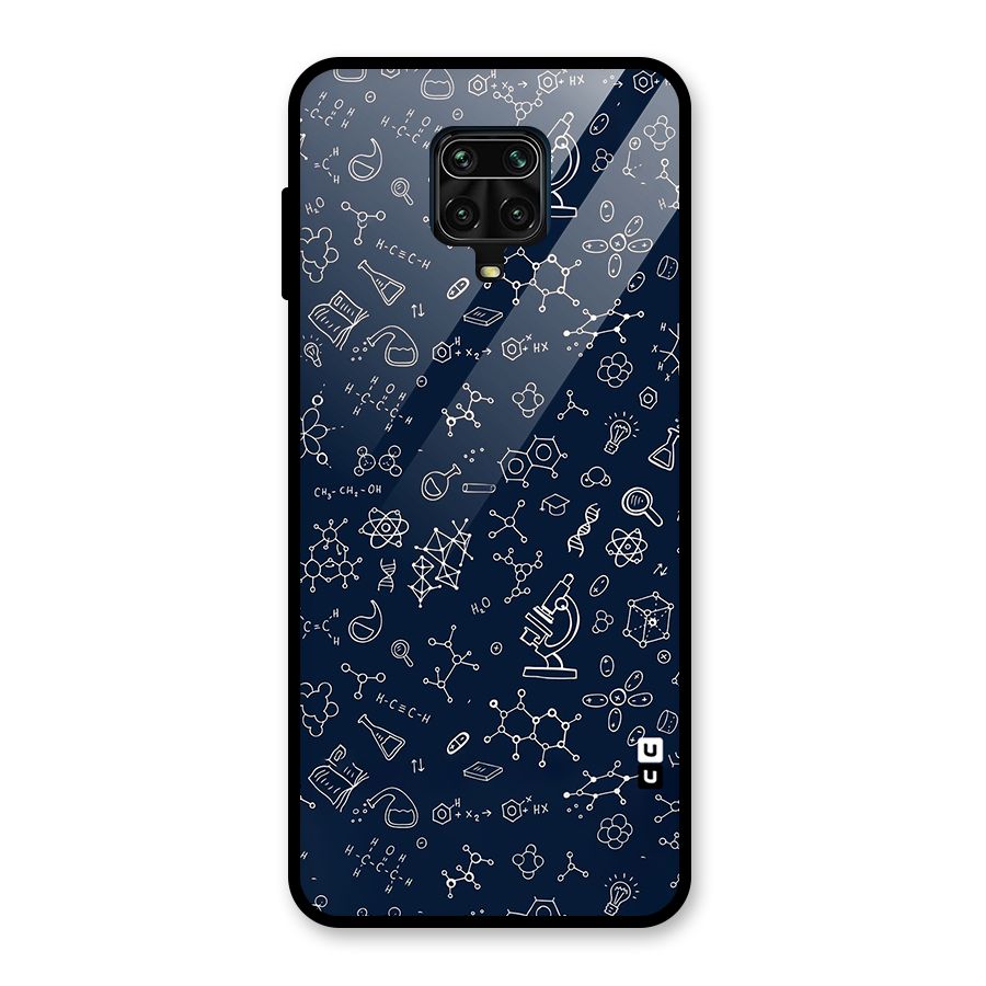 Chemistry Doodle Art Glass Back Case for Redmi Note 9 Pro
