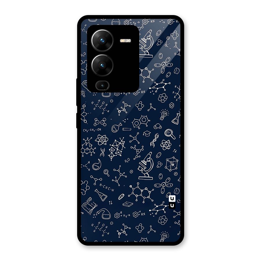 Chemistry Doodle Art Glass Back Case for Vivo V25 Pro