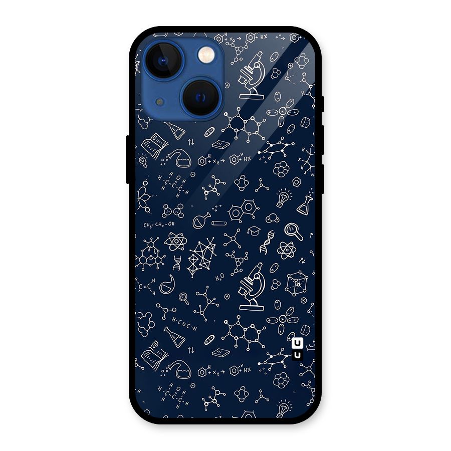 Chemistry Doodle Art Glass Back Case for iPhone 13 Mini