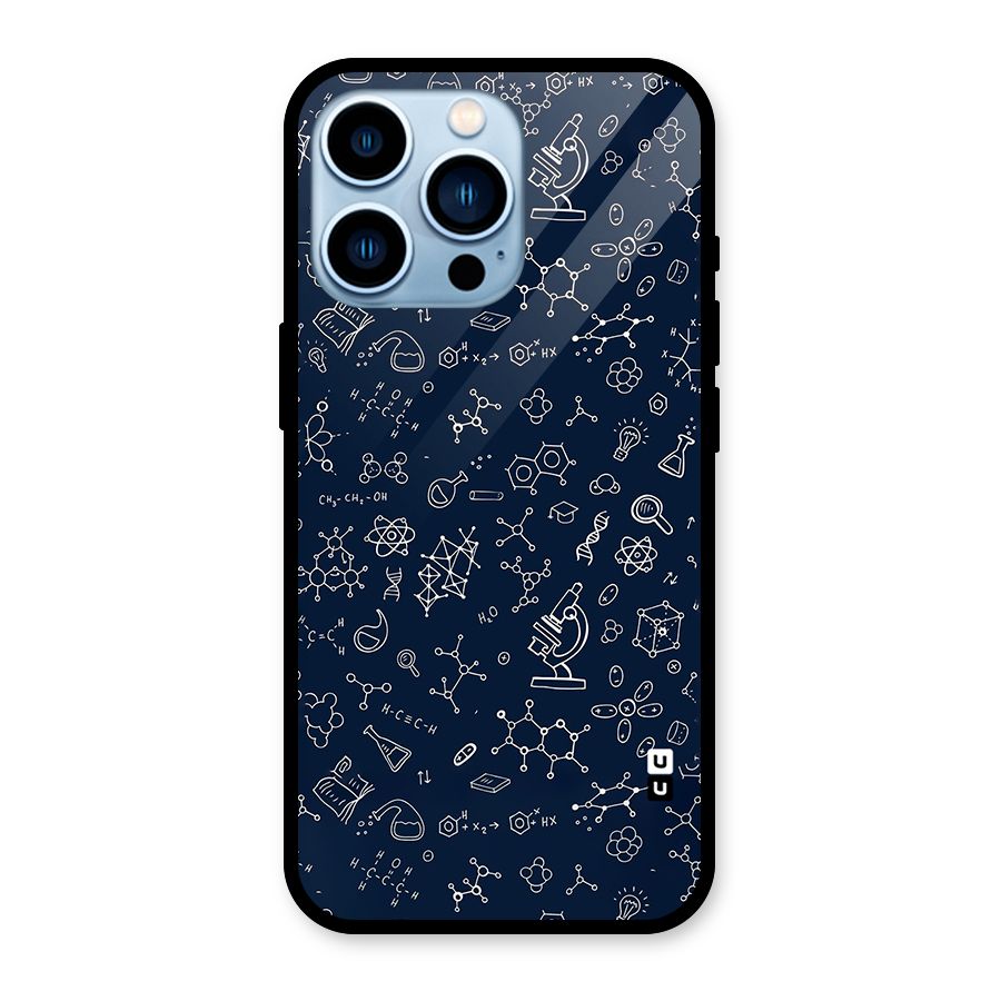Chemistry Doodle Art Glass Back Case for iPhone 13 Pro
