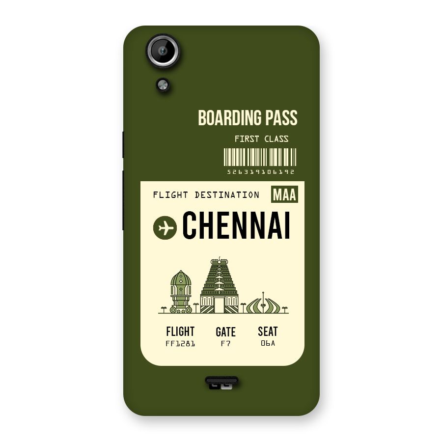 Chennai Boarding Pass Back Case for Micromax Canvas Selfie Lens Q345