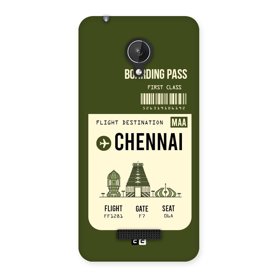 Chennai Boarding Pass Back Case for Micromax Canvas Spark Q380