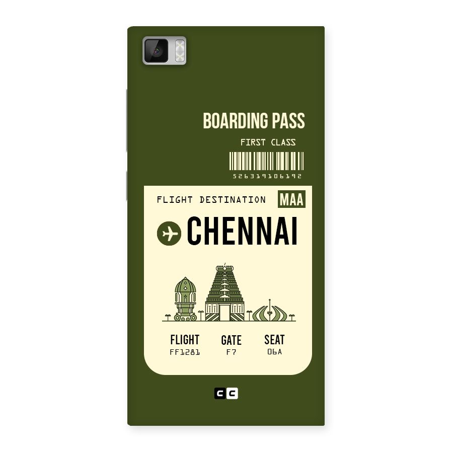 Chennai Boarding Pass Back Case for Xiaomi Mi3