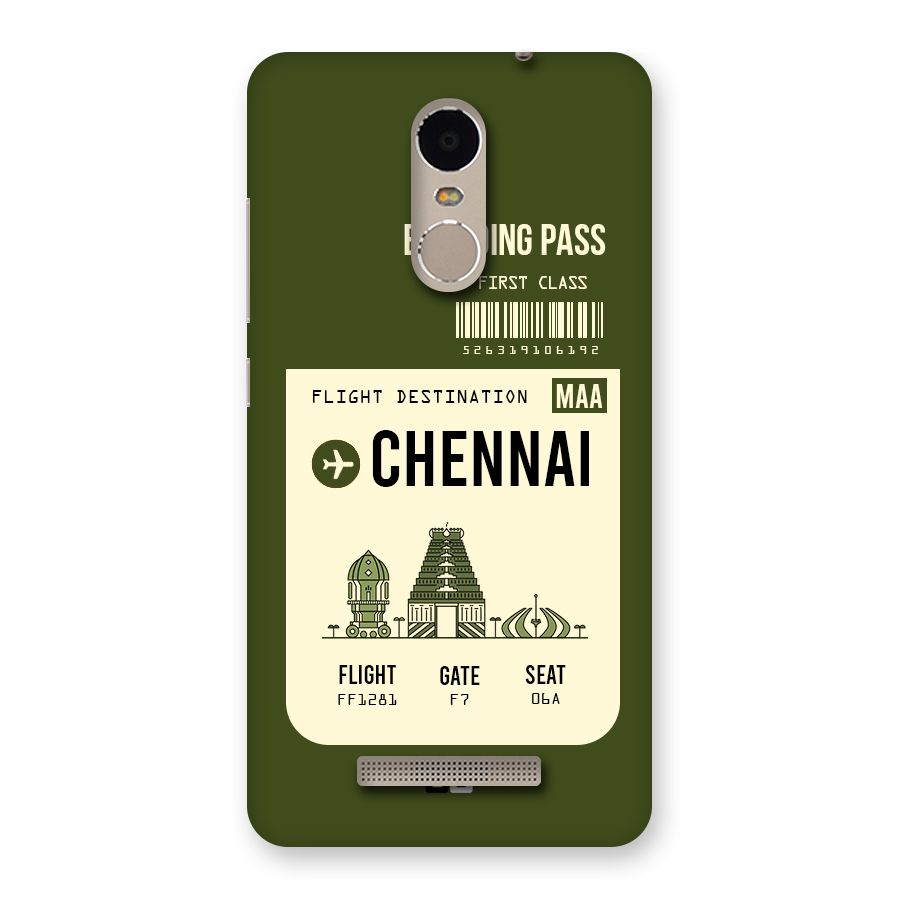 Chennai Boarding Pass Back Case for Xiaomi Redmi Note 3