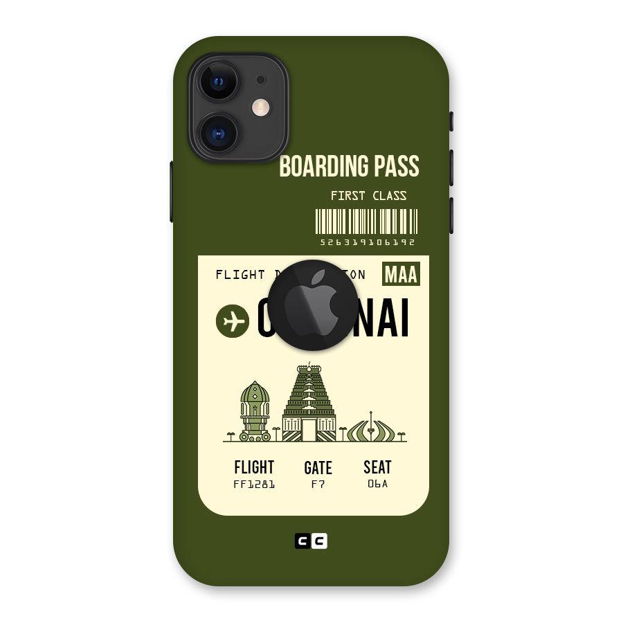 Chennai Boarding Pass Back Case for iPhone 11 Logo Cut