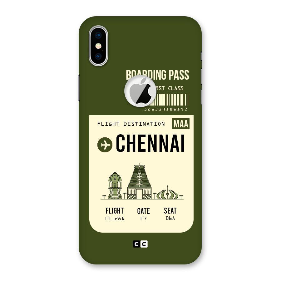 Chennai Boarding Pass Back Case for iPhone X Logo Cut