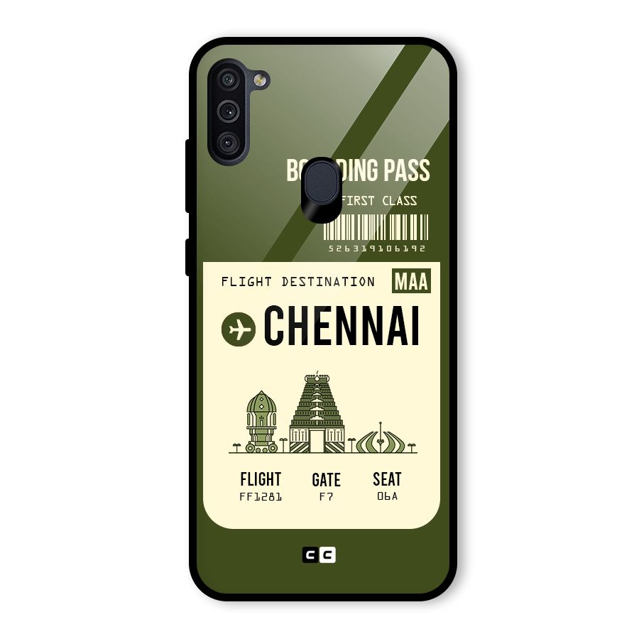 Chennai Boarding Pass Glass Back Case for Galaxy M11