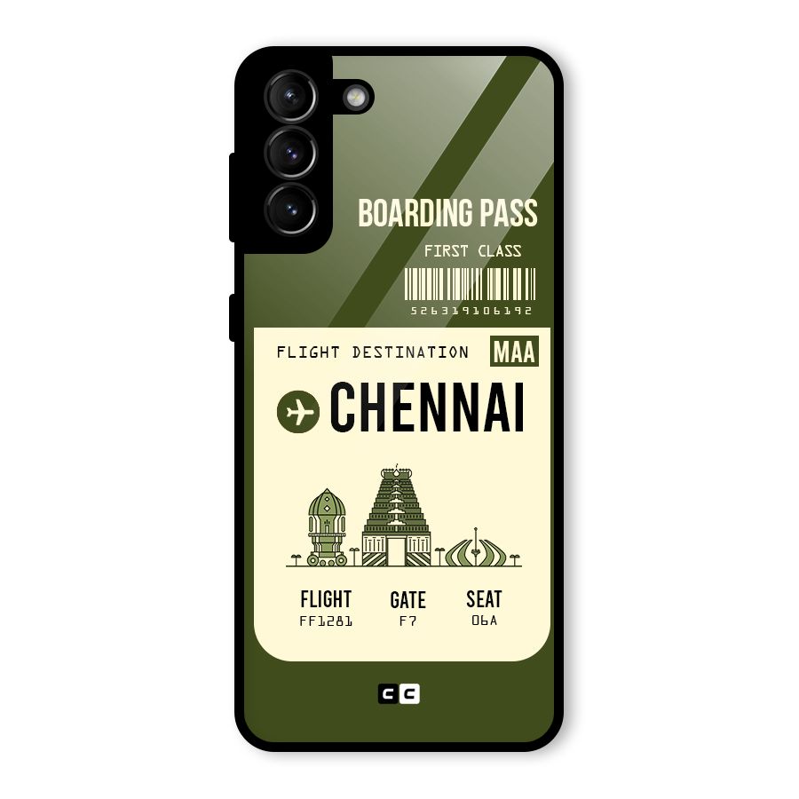 Chennai Boarding Pass Glass Back Case for Galaxy S21 Plus