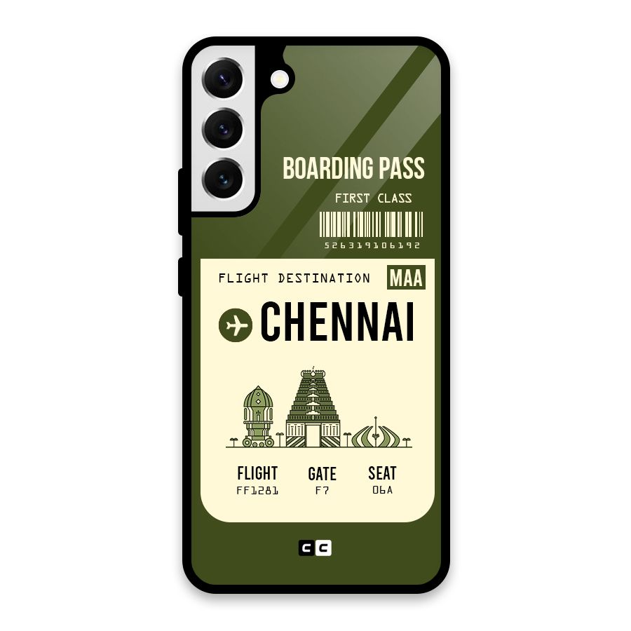 Chennai Boarding Pass Glass Back Case for Galaxy S22 Plus 5G