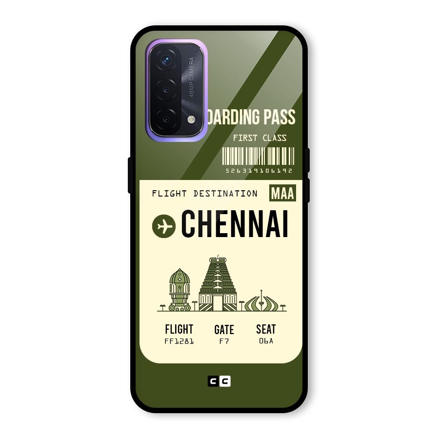 Chennai Boarding Pass Glass Back Case for Oppo A74 5G