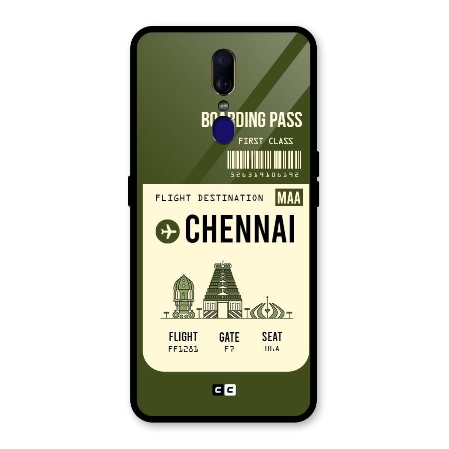 Chennai Boarding Pass Glass Back Case for Oppo F11