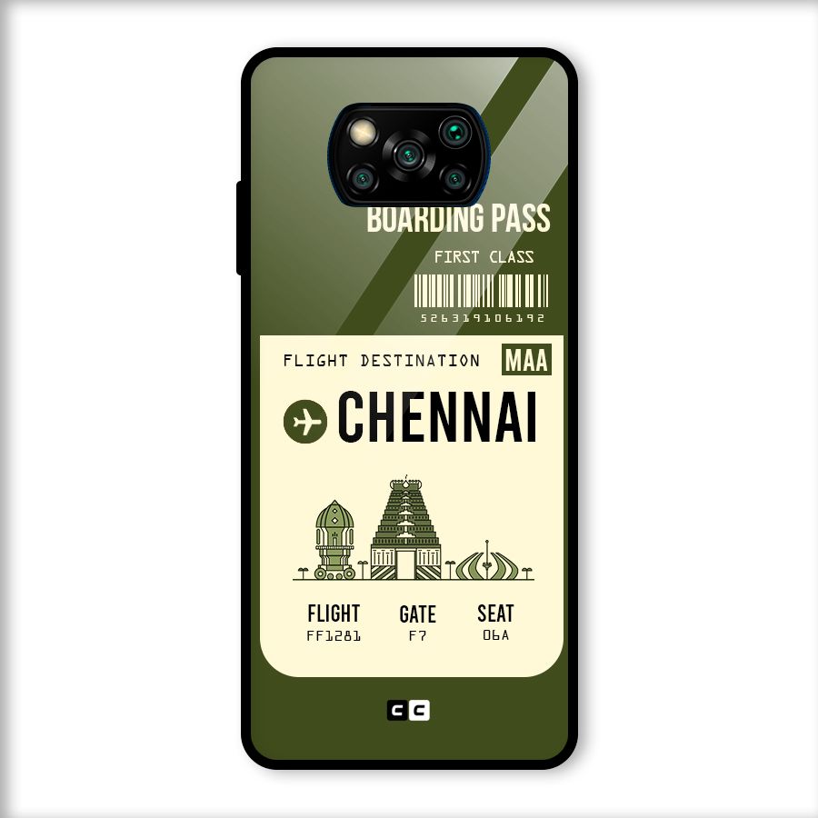 Chennai Boarding Pass Glass Back Case for Poco X3